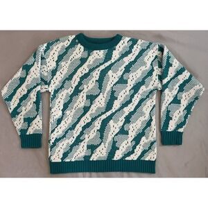 Vintage Sweater College Point Textured Acrylic Pullover  S?M?